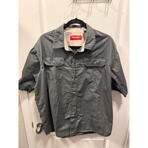 Wrangler Short Sleeve Button-Up Shirt XL Charcoal Gray